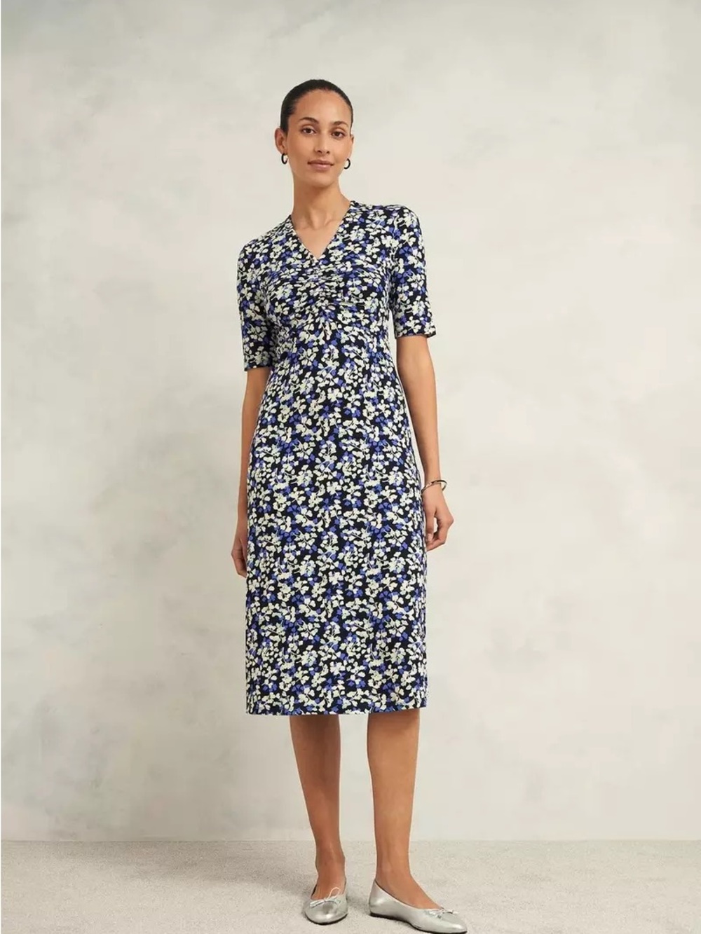 Hobbs London Frankie Jersey Dress In Navy Multi Size 14